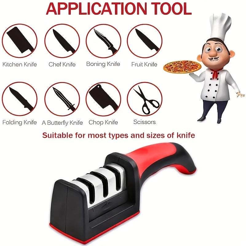 Kitchen Knife Sharpener, Hangable Four-Section Multi-Functional Handheld Tool