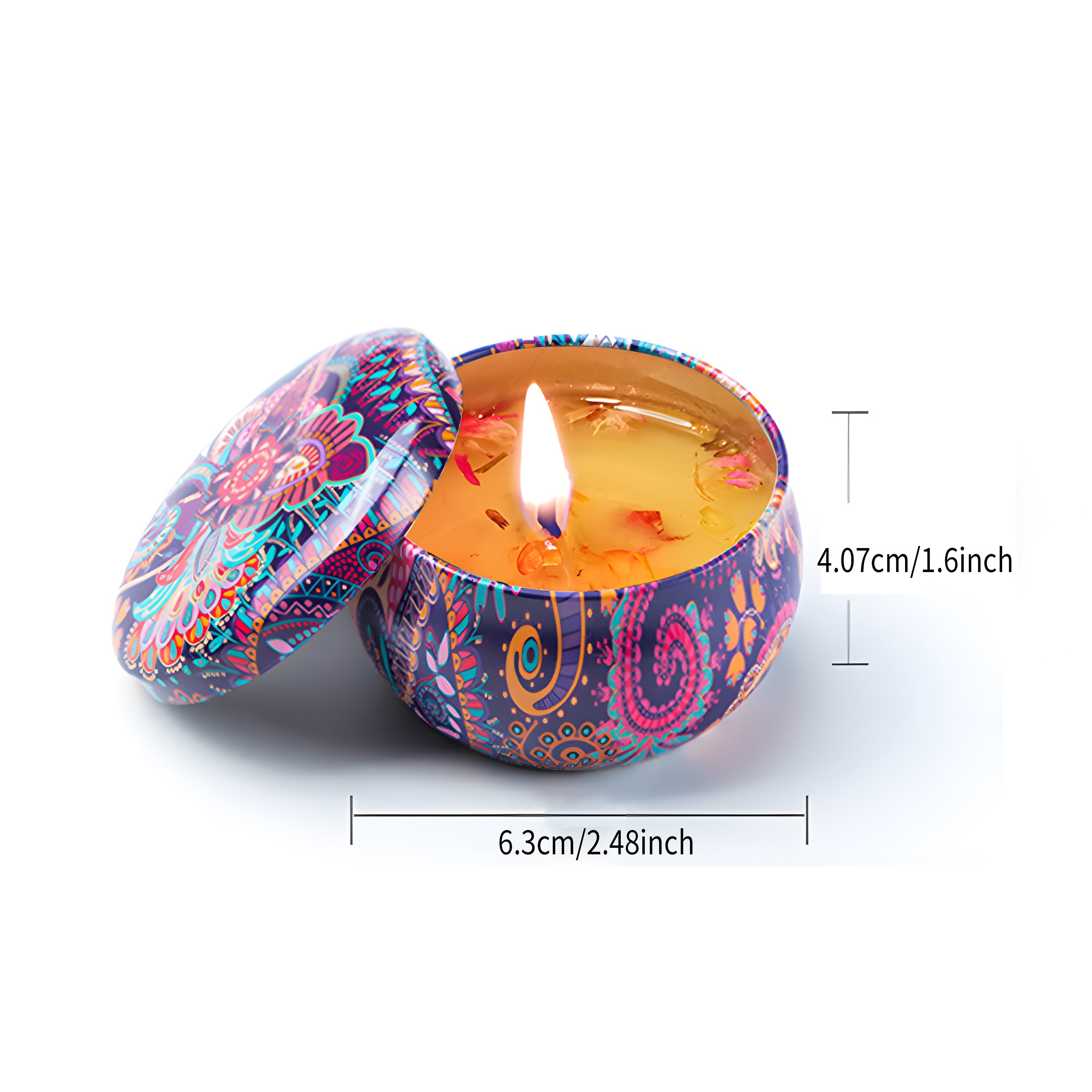Set de regalo de vela aromática Mandala Bohemia con flores secas, aroma a especias, cera de soja