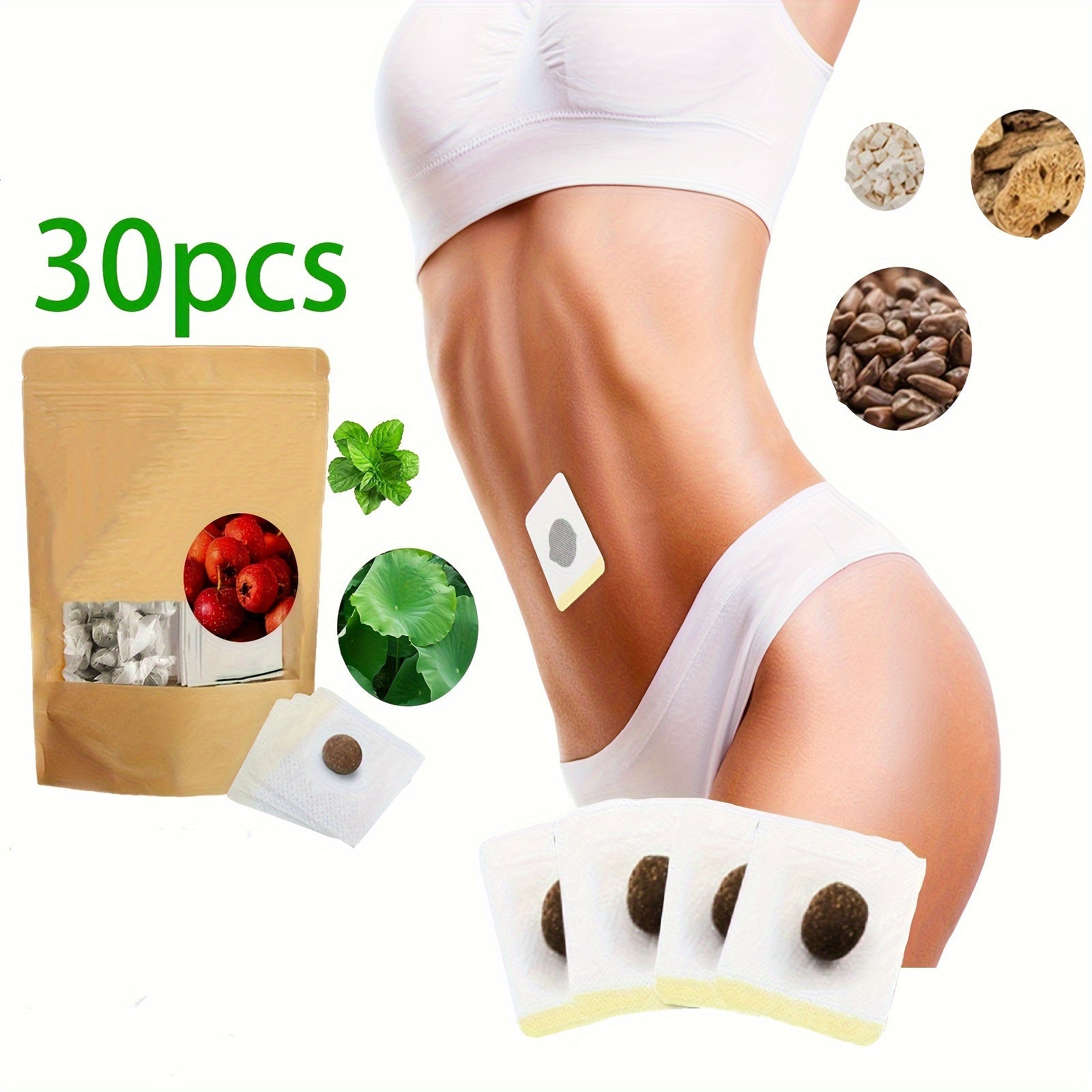 30/60 dona Mugwort Patch - nafas oladigan to'qilmagan mato, qorin uchun mos