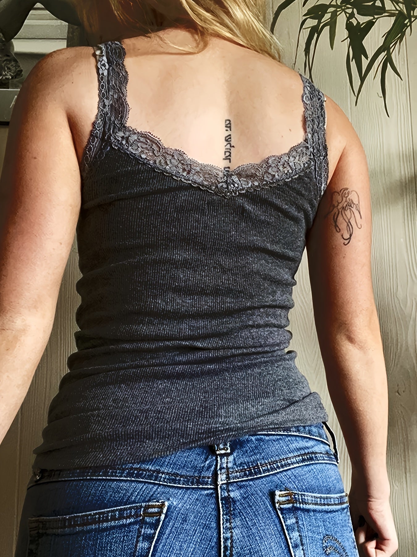 Women's Lace-Up Backless Tank Top Butterfly Print Cropped Summer Casual