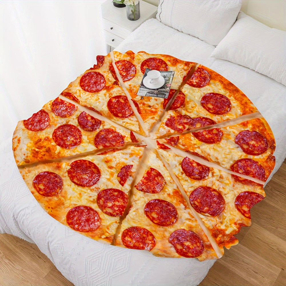 Cozy Flannel Throw Blanket with Mexican Burrito and Ham Pizza Design for Couch Bed Travel