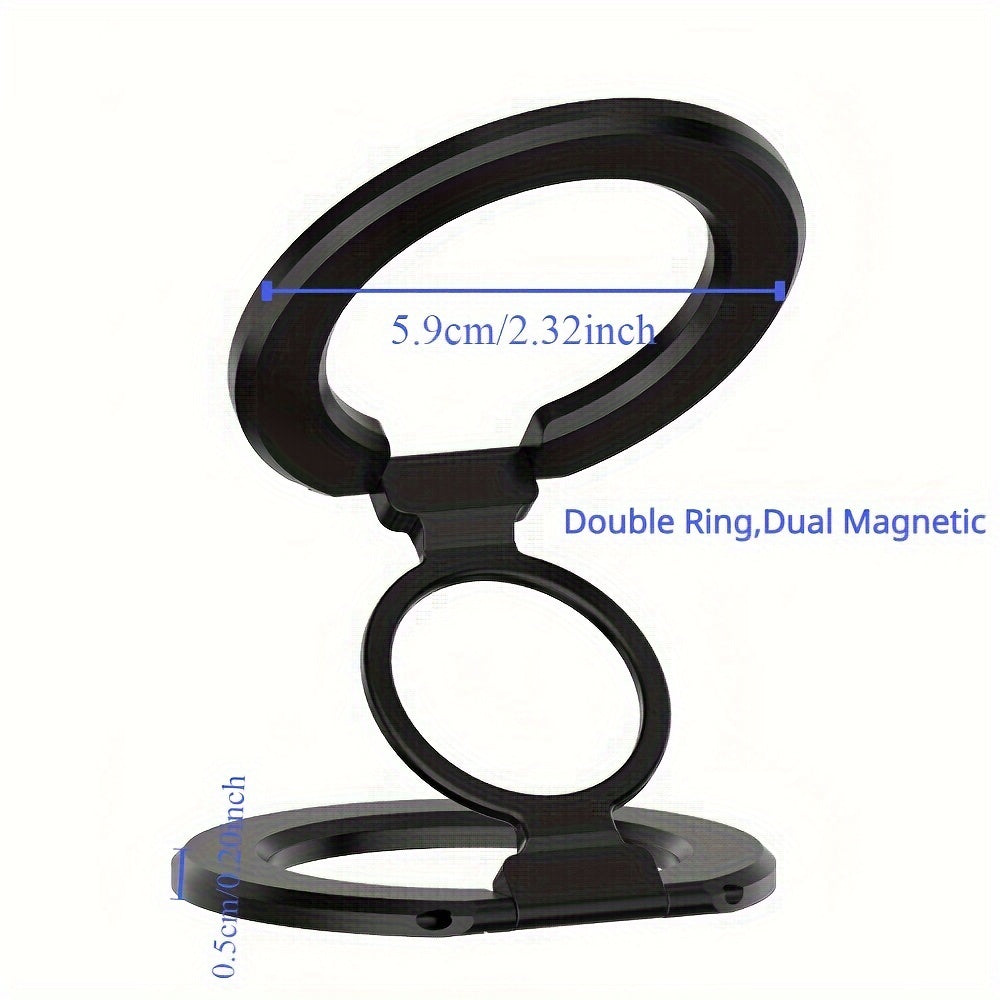Dual Magnetic Phone Ring Holder with Adjustable Grip and Kickstand for Smartphones
