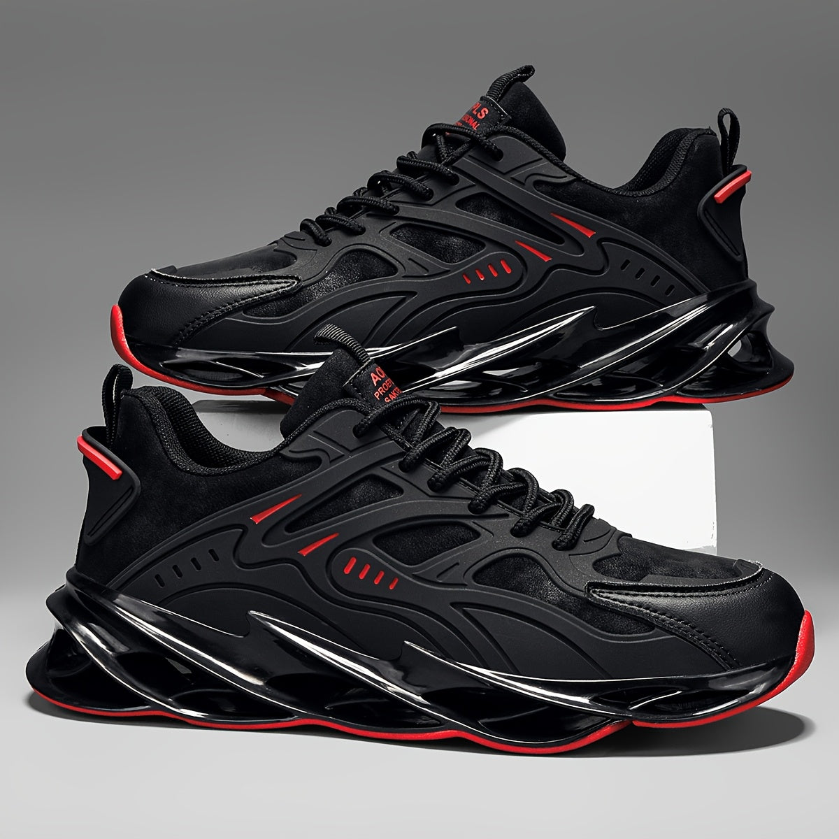 Erkaklar uchun zamonaviy dizayndagi yugurish krossovkalari, har mavsum uchun nafas oladigan kauchuk taglik, va tasma bilan yopish.