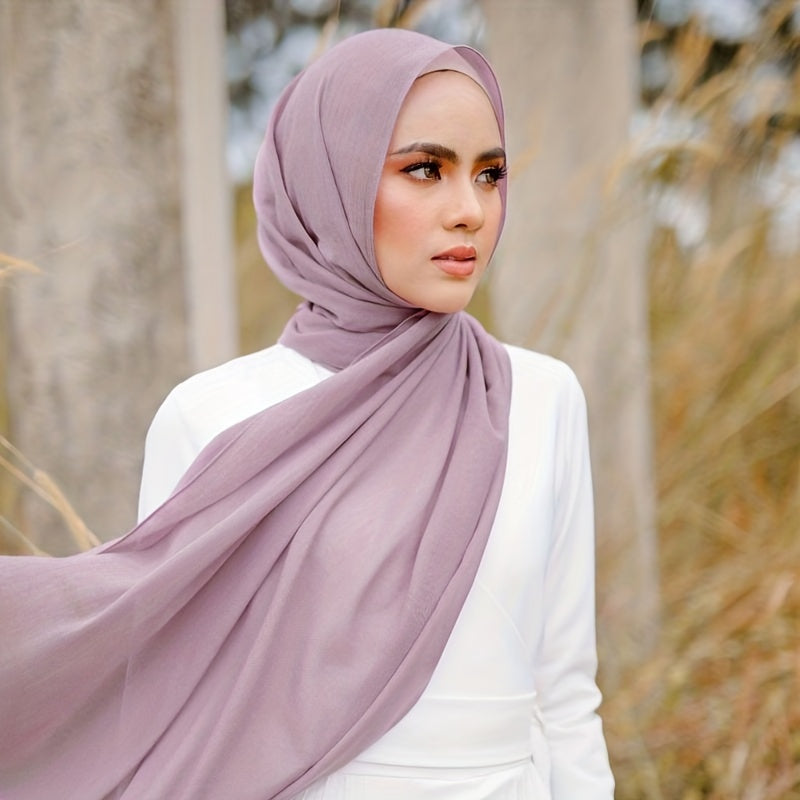 Solid Color Chiffon Hijab Lightweight Stylish Scarf for Women Eid Celebration