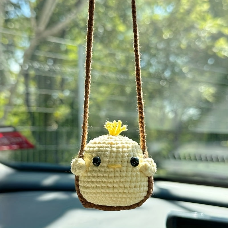Women Handmade Hooked Weaving Animal Car Mirror Charm Decoration Pendant