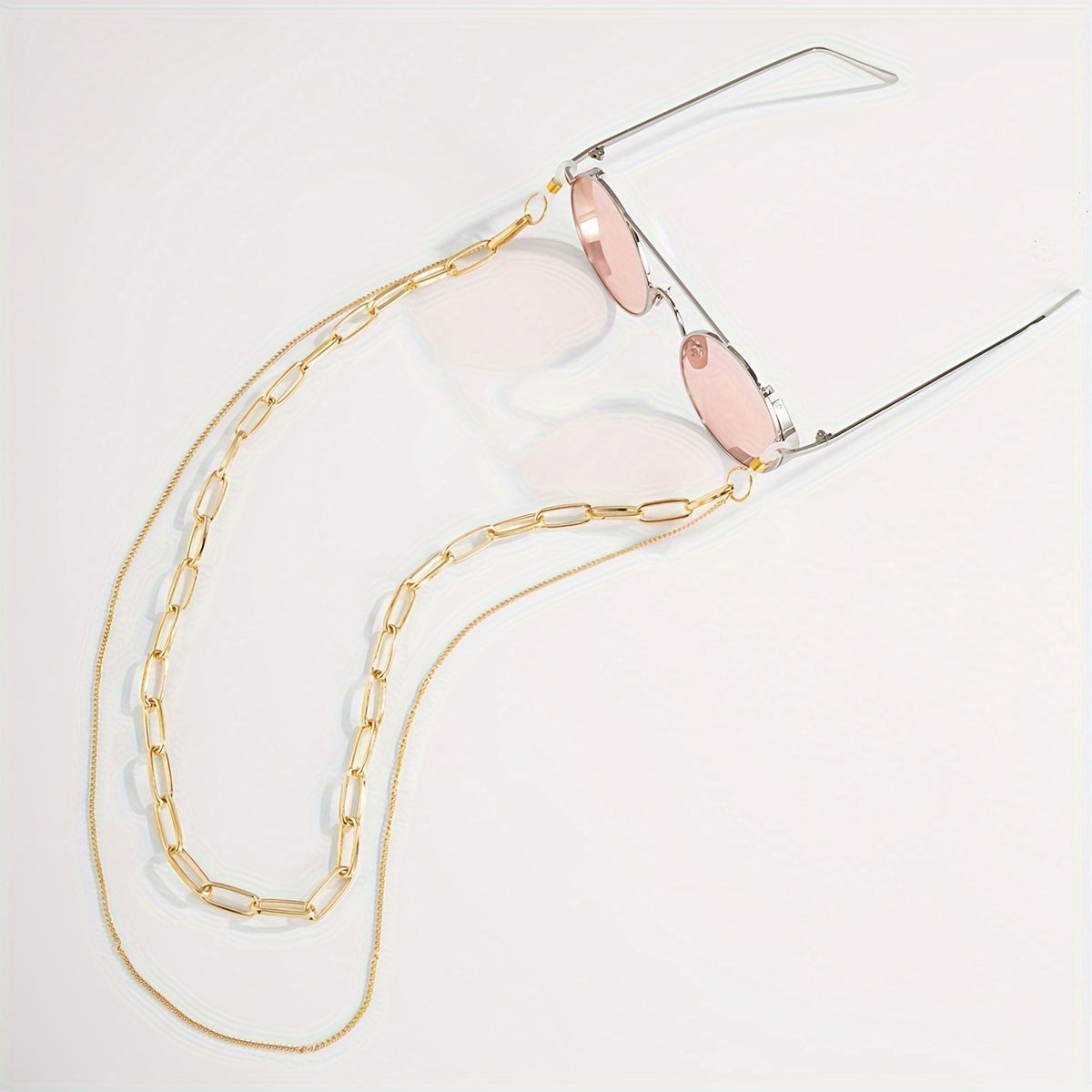 Double Layer Glasses Chain with Grip for Sunglasses and Reading Glasses Stylish Face Covering Strap for Eyewear