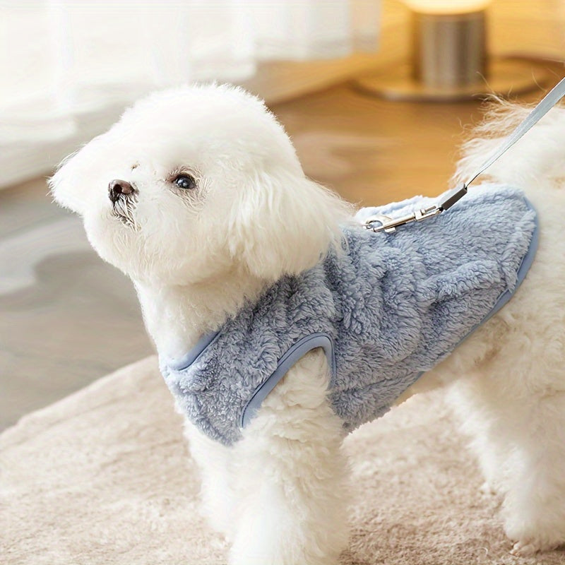 Cozy Fleece Dog Vest for Small Breeds Polyester Pullover for Autumn Winter Warm Pet Clothing