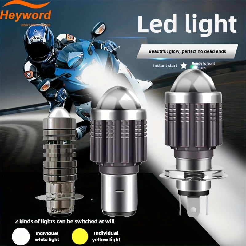 Motorcycle LED Bulb H4 H6 BA20D P15D 6000LM White Yellow Hi Lo Beam