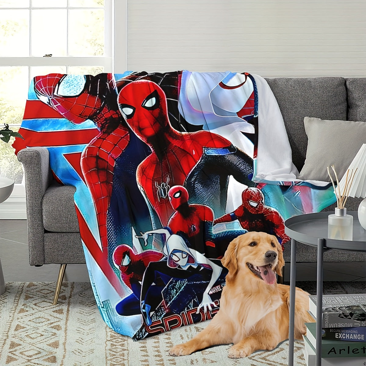 Spider-Man Themed Decorative Blankets for Bed Couch Travel Polyester Knitted