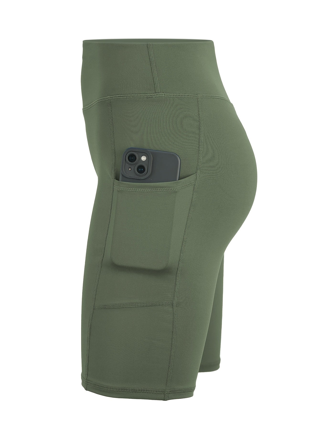 Women's High-Waisted Stretchy Fitness Shorts with Pockets Plus Size Workout Yoga Running