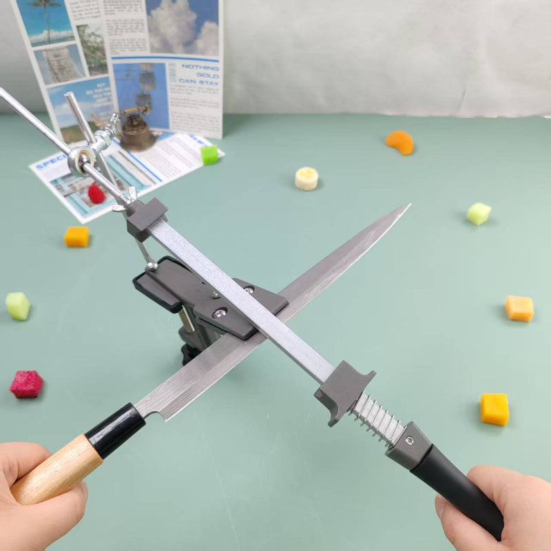 Dual Grit Angle Grinder Circular Handle Black Gray Fixed Angle Sharpener for Kitchen Outdoor Use