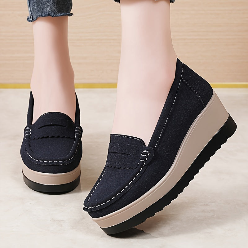 Women's Wedge Loafers Casual Slip-On Platform Shoes Comfortable