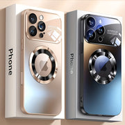 Luxury Glass Phone Case for iPhone 15 Pro Max with Camera Lens Protection Wireless Charging Drop-Proof Ultra-Thin