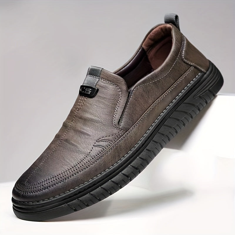 Men's Casual Slip-On Loafers with Rubber Sole and Round Toe