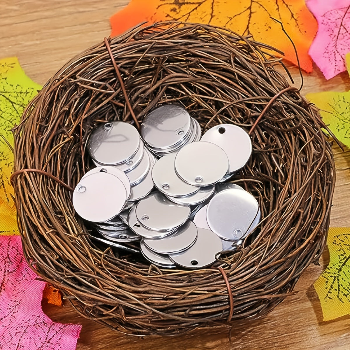 25mm zanglamaydigan po'latdan yasalgan dumaloq taqinchoq disklar to'plami, zargarlik buyumlari uchun bo'sh yorliqlar, taqinchoqlar, sirg'alar va uzuklar