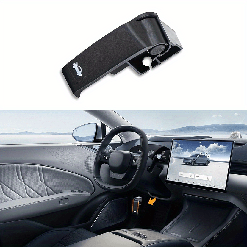 Black ABS Engine Hood Release Handle for Trucks and SUVs Durable Plastic