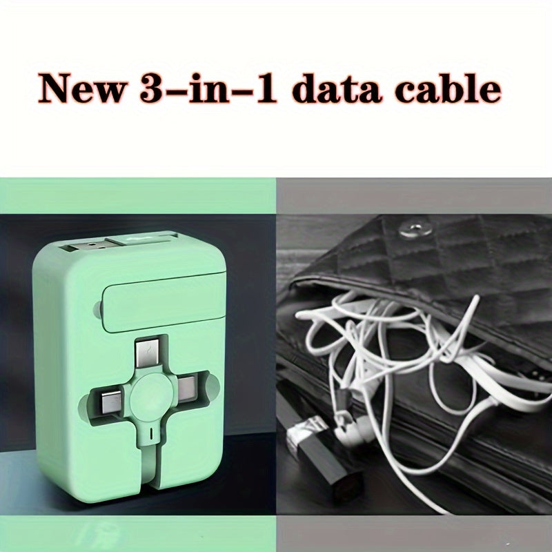 3-in-1 Phone Holder Data Cable with Fast Charging and Data Sync for Smartphones