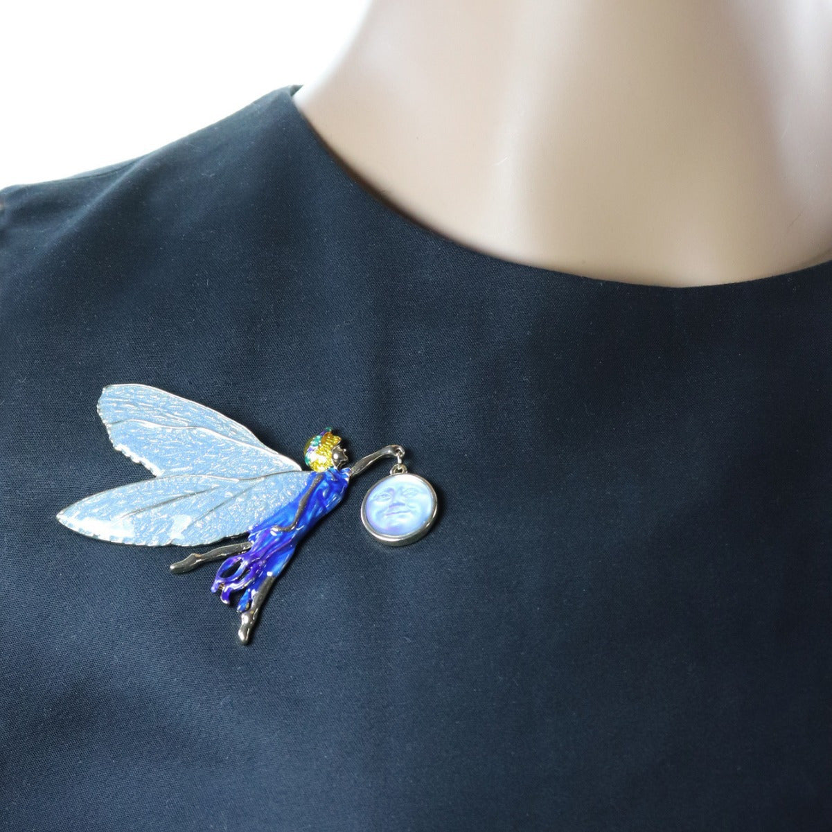 Vintage Fairy Brooch with Illusion Wings Antique Pathfinder Jewelry Pin