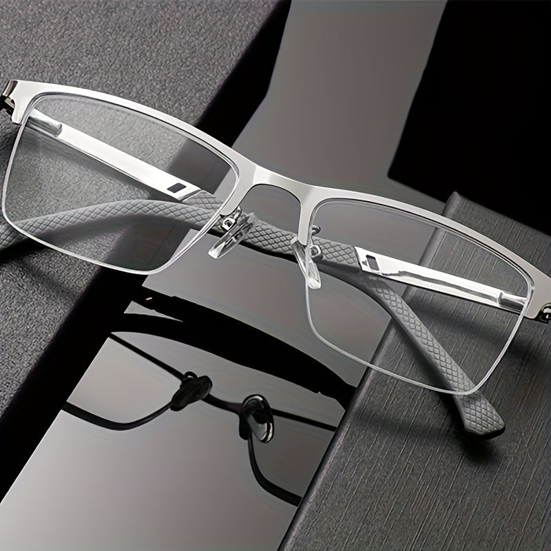 Men's Half-Rim Metal Reading Glasses Farsightedness Anti-Fatigue +1.0 to +4.0