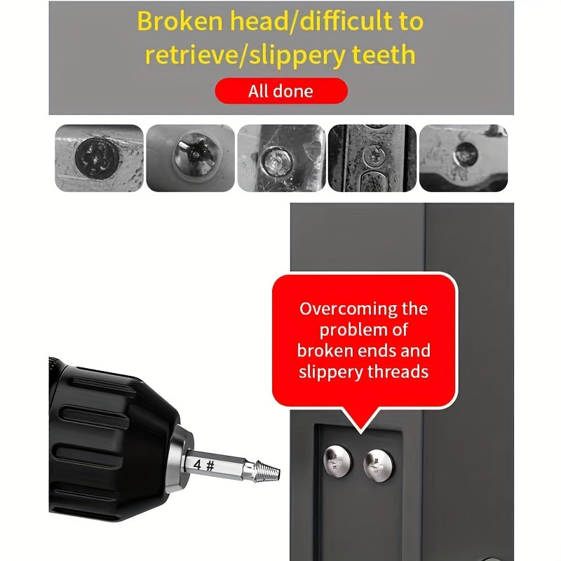 Juego de extractores de tornillos de acero de alta velocidad de 5 piezas para quitar tornillos y pernos rotos
