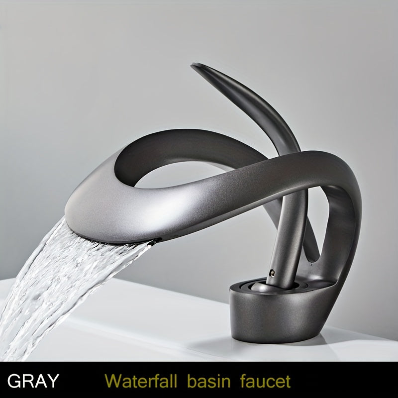 Luxury Brass Bathroom Faucet with Hollow Design Single Handle Ceramic Valve Cold and Hot Water