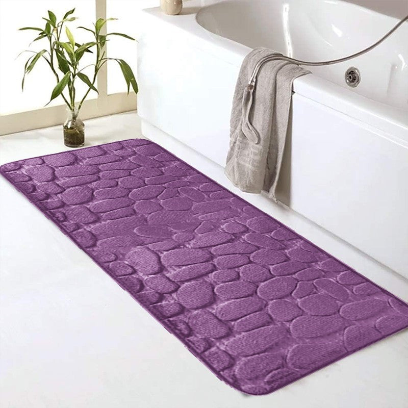 Cobblestone Pattern Memory Foam Bath Mat Non-Slip Absorbent Machine Washable