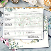 O'simlik sahifalari bilan spiral bog'langan odat kuzatuvchi rejalashtiruvchi, mahsuldorlikni oshirish uchun, sanasiz, 25.4*20.32 sm, 160gsm qog'oz