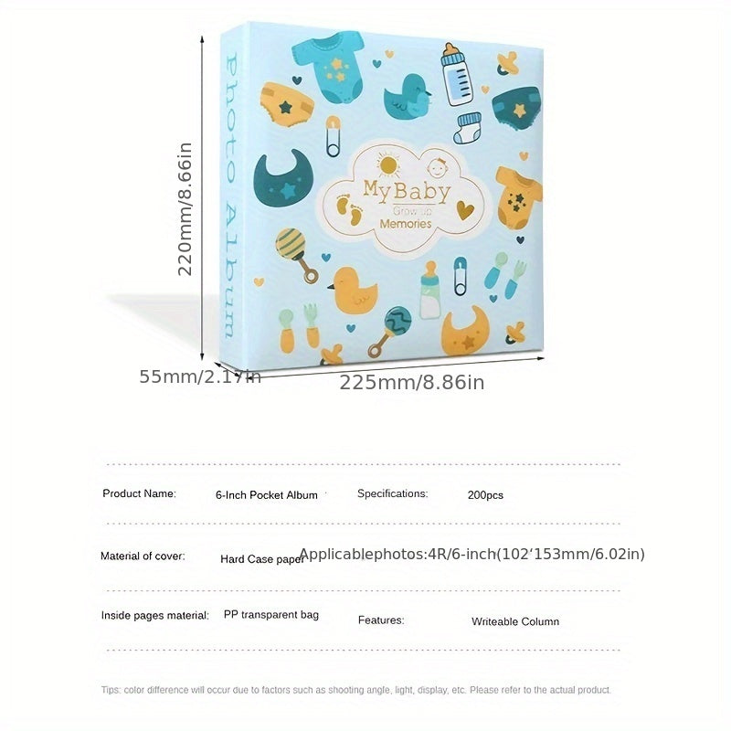 200 sahifali 6 dyuymli fotosuratlar bilan qoplangan qattiq muqova fotoalbomi, o'sish lahzalarini namoyish etish uchun mukammal va katta sig'imli to'plam.