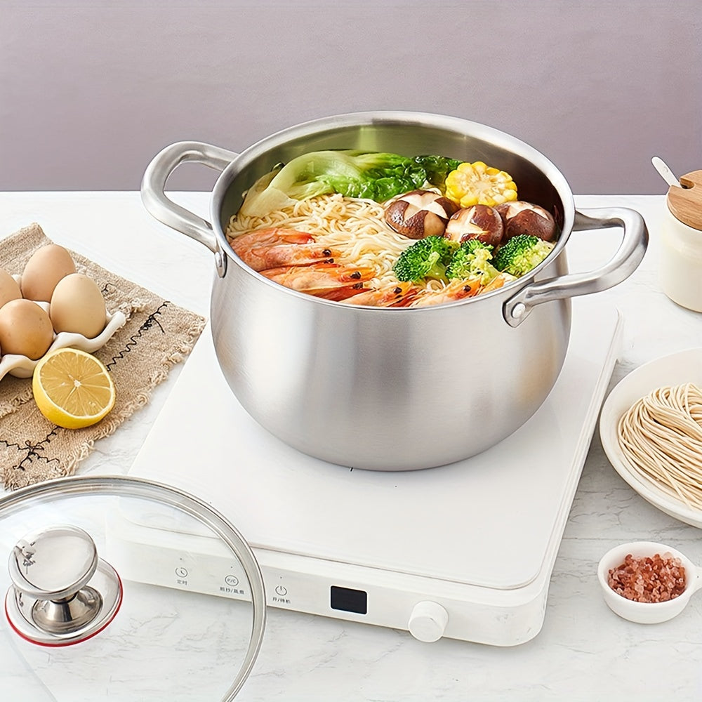 Triple Layer Steel Soup Pot with Extra Thickness for Cooking and Boiling