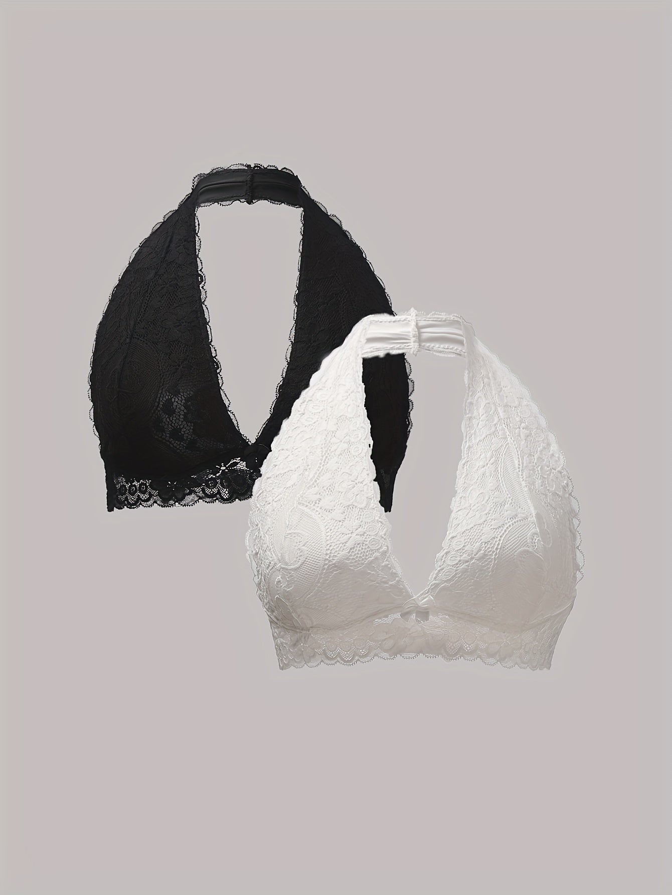 Women’s Lace Halter Bras Pack of 2 Comfortable Breathable Lingerie