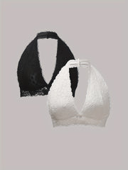 Women’s Lace Halter Bras Pack of 2 Comfortable Breathable Lingerie