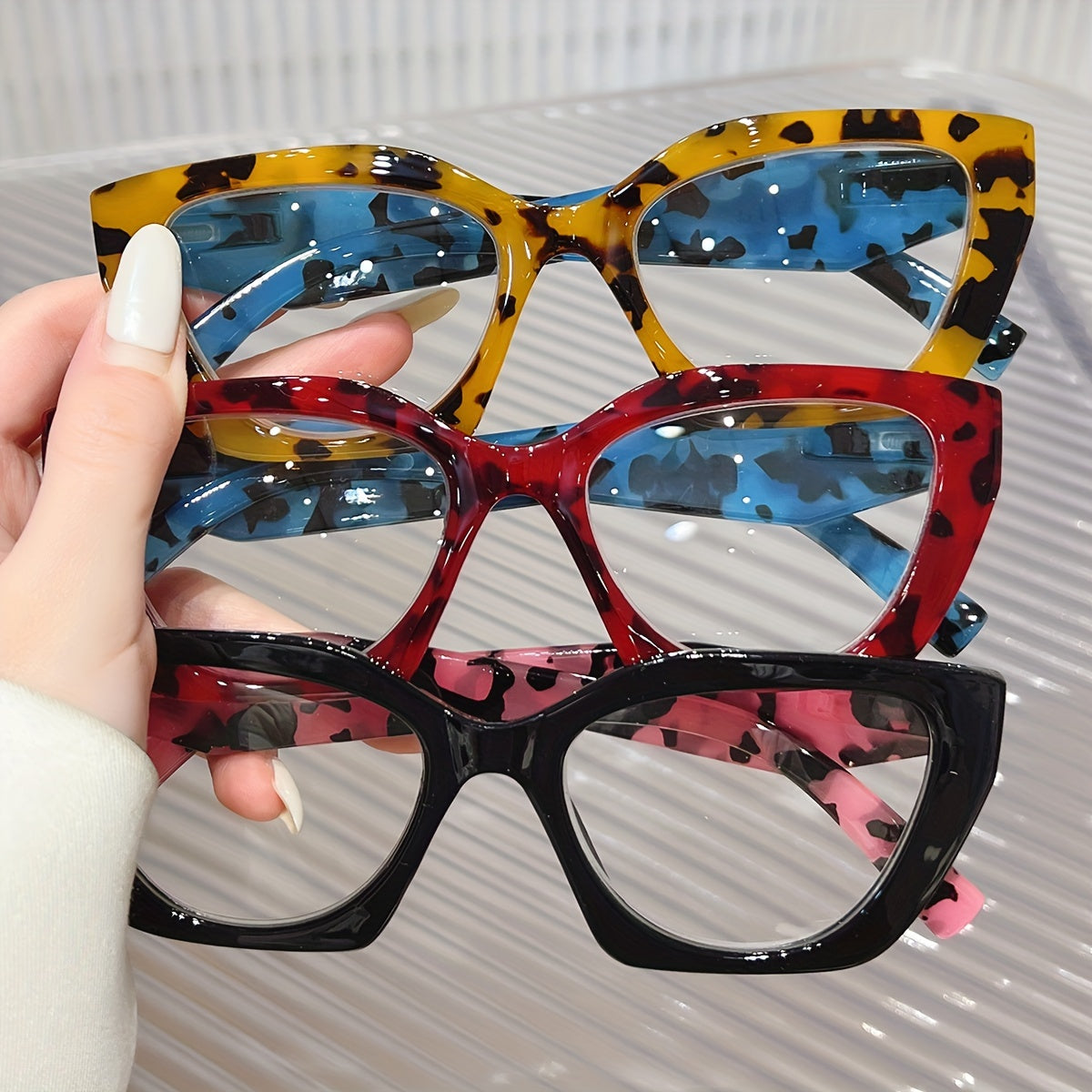 Retro Cat Eye Reading Glasses Set of 2 or 3 Blue Light Blocking Spring Hinge Unisex