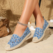 Women Casual Fall Embroidered Floral Flat Shoes Breathable TPR Sole