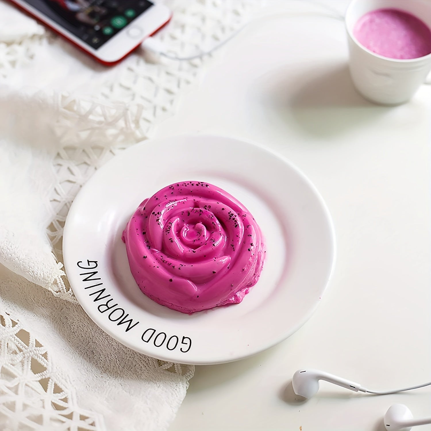 Pink Silicone Rose Cake Mold 6 Cavities Heat Resistant Baking Tool