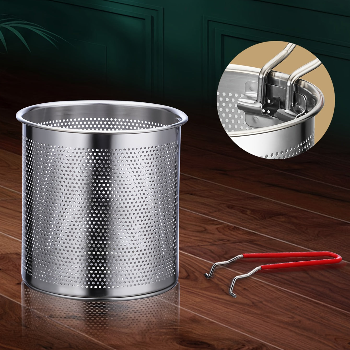 Small Stainless Steel Frying Pan with Frying Basket for Induction Cookers 8 Inch