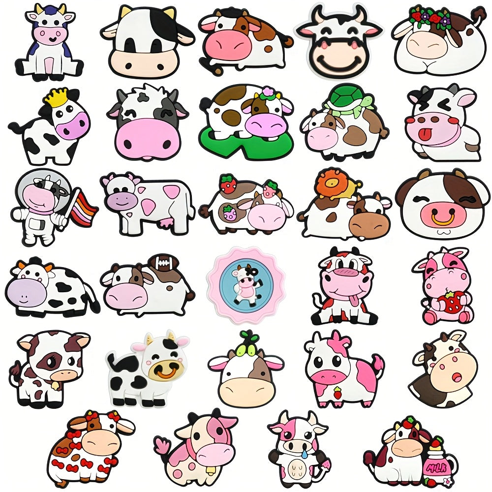 Women's PVC Cow Cattle Shoe Charms 29pcs Pink DIY Accessories Gift