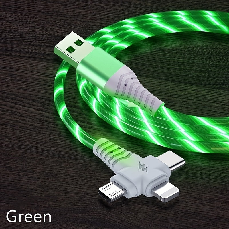 3-in-1 USB Charging Cable for iPhone, Type-C, Micro USB, 10-20W, PVC Material