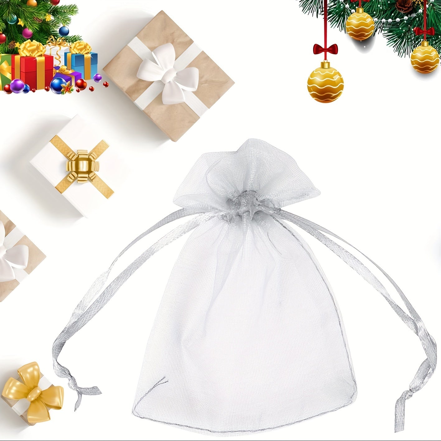 100 ta shaffof organza tortish qoplari to'plami, 7.11 sm x 9.14 sm - Zargarlik buyumlari, to'y sovg'alari va Rojdestvo sovg'alari uchun ideal