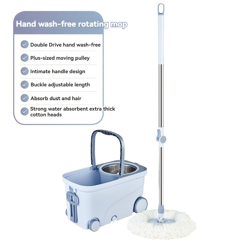 1-Piece Microfiber Spin Mop and Bucket Set for Kitchen Bathroom and Living Room