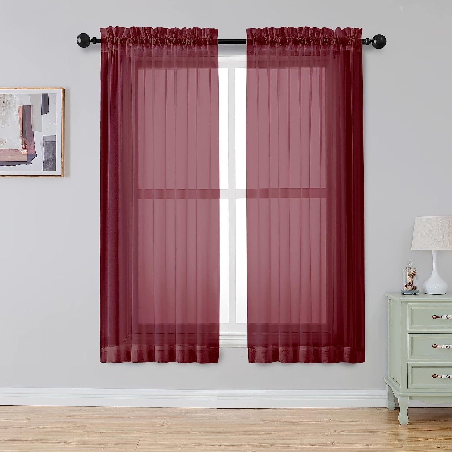 Sheer Curtain Panels with Rod Pocket for Bedroom Living Room Office Kitchen