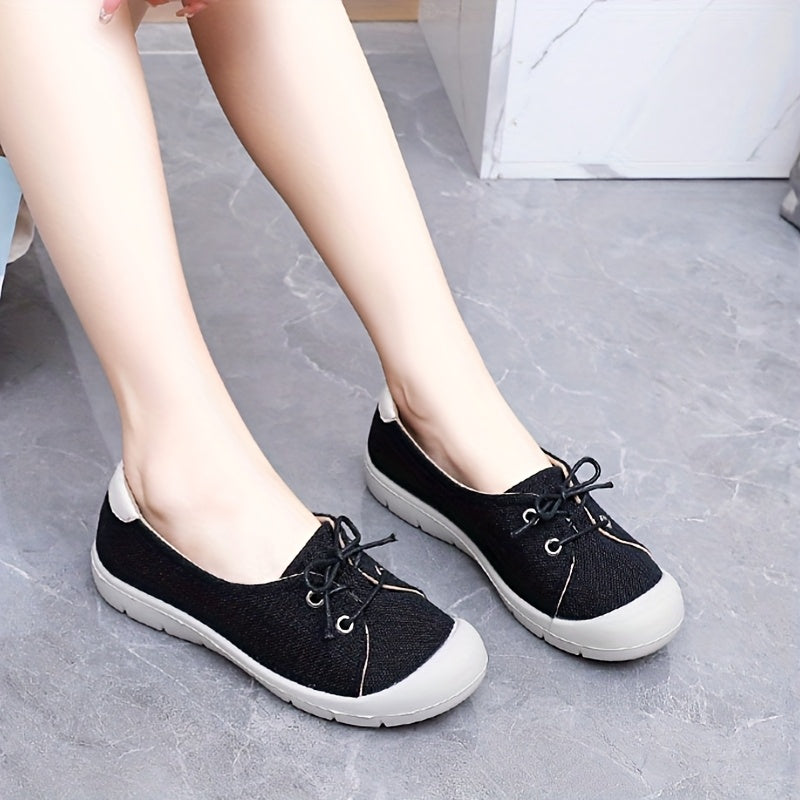 Women's Canvas Shoes Casual Round Toe Breathable Lightweight Black