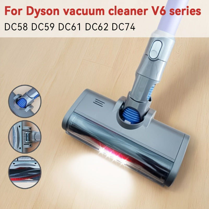 Dyson V6 elektr tozalash uchun vakuum tozalagich, yutish qopqog'i, LED chiroq va polni tozalash uchun vakuum aksessuarlari bilan.