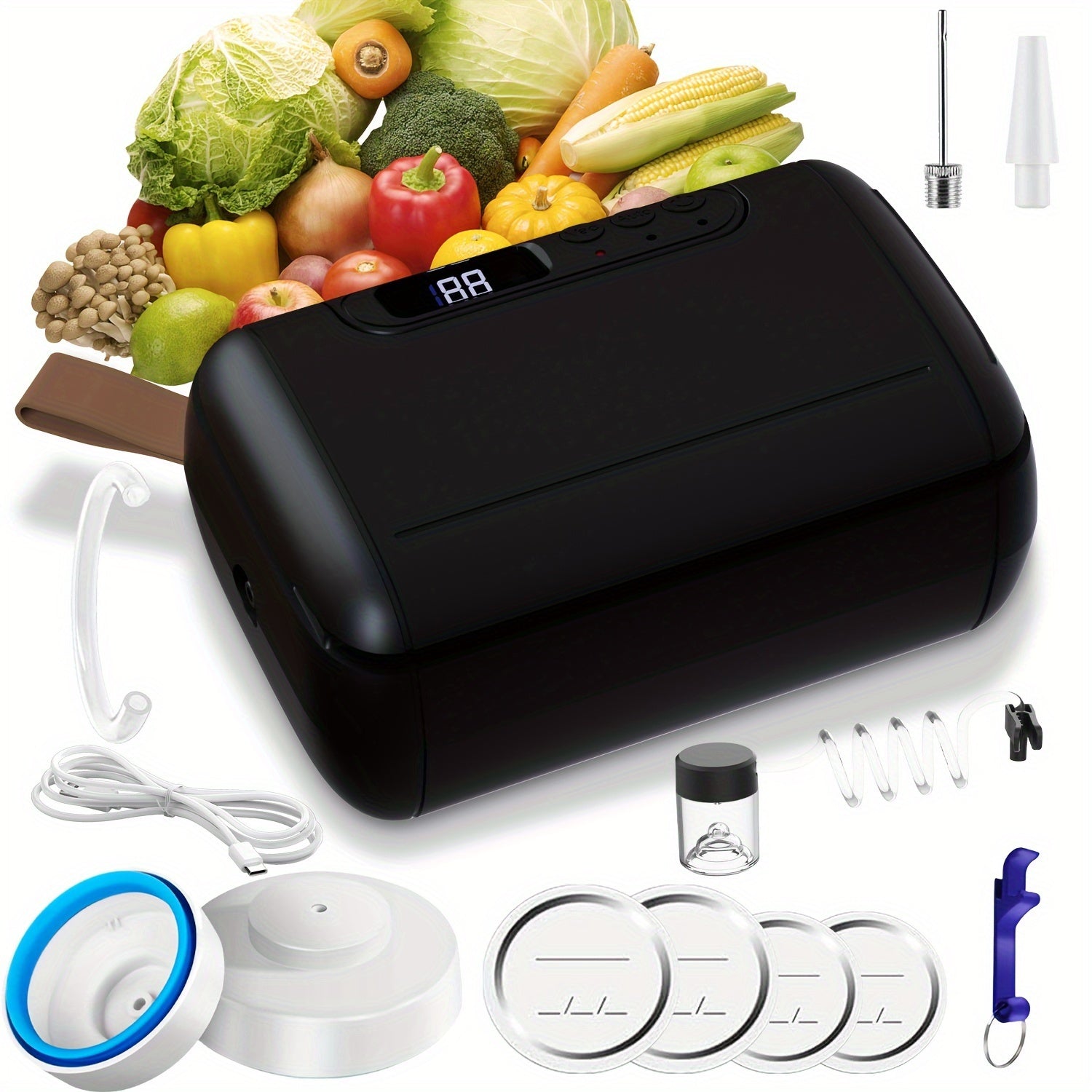 PANCERKA USB-Uyquvchi Qayta To'ldiriladigan Vacuum Sealer Kiti Mason Bankalari uchun - Keng va Oddiy Oyoqlarga mos keladi, Ovqat Saqlash va Konserva qilish uchun ideal.