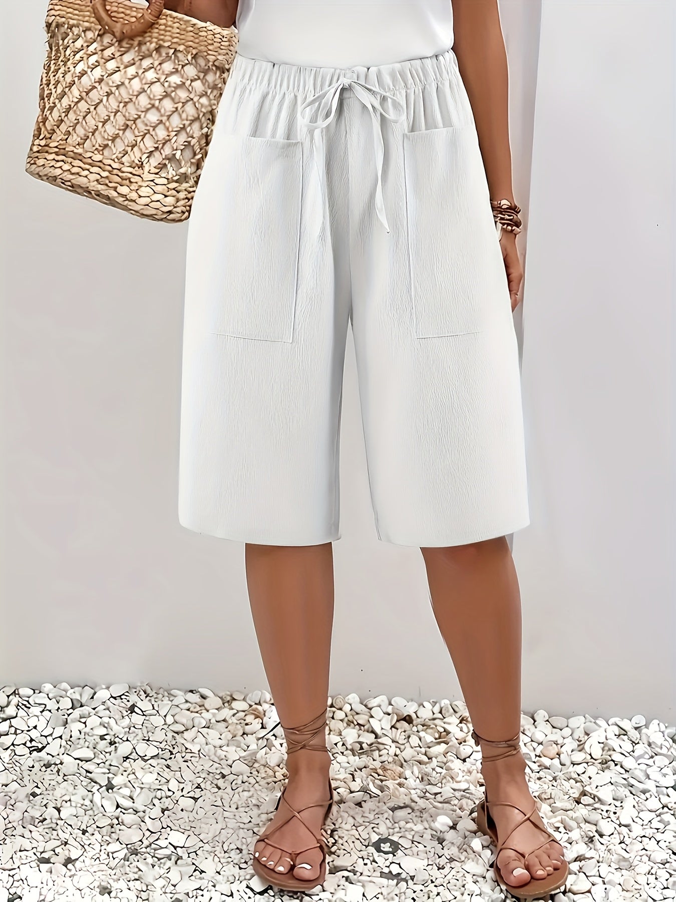 Pack de 2 braguitas de color sólido con cordón y bolsillos para mujer talla plus