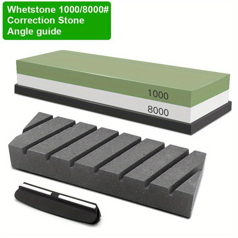 Набор для заточки кухонных ножей из 3 предметов с точильным камнем и деревянной подставкой