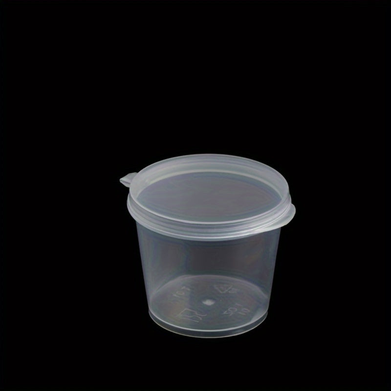 100 Pack Clear Plastic Disposable Sauce Containers with Lids for Condiments
