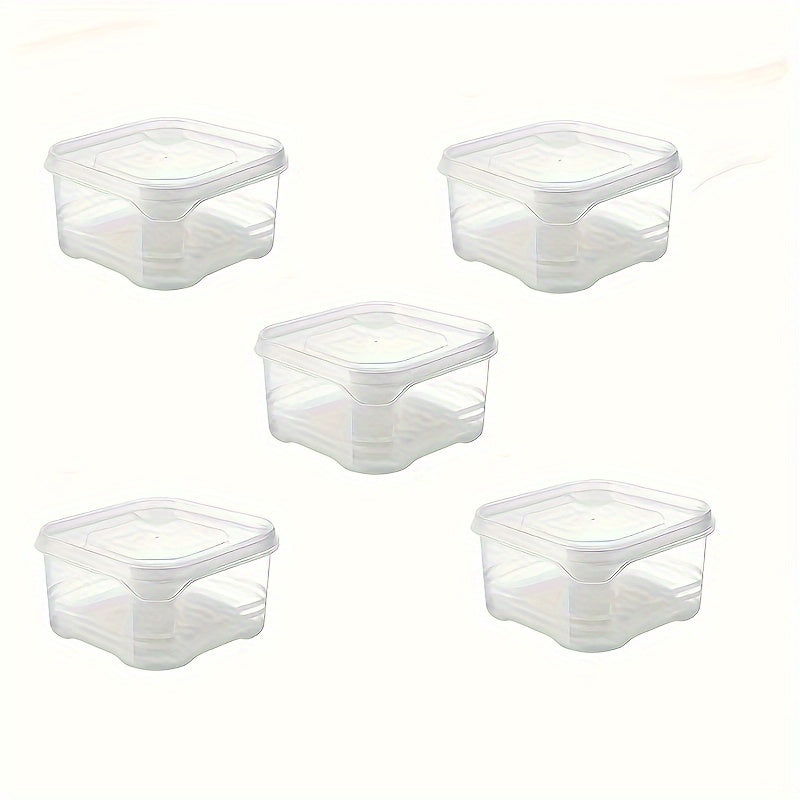 5 Pcs Food Grade Plastic Storage Containers for Fridge, Stackable, Sealed Preservation