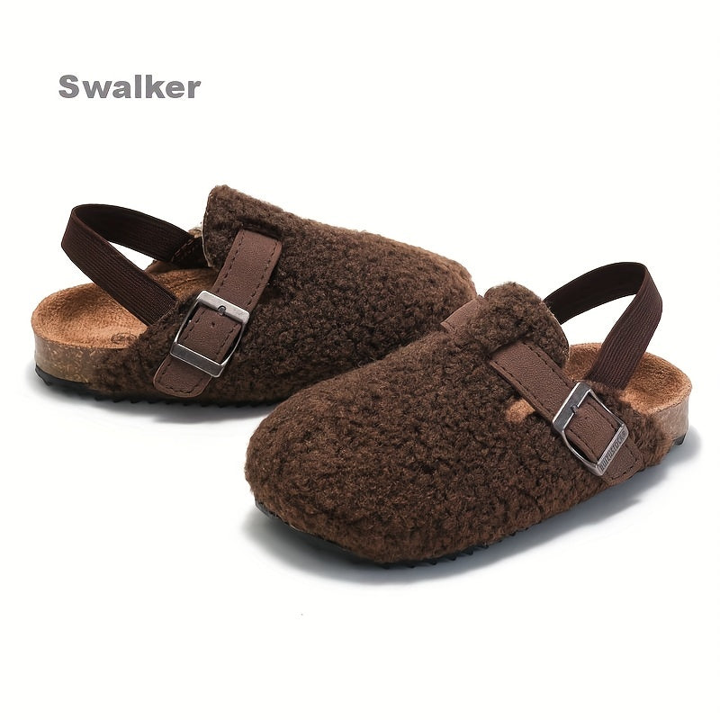 Girls Mule Shoes for Autumn and Winter Lightweight Fabric Geometric Spike Low Top