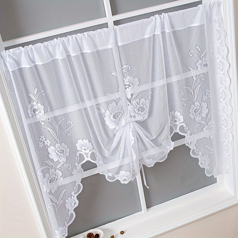 Floral Lace Sheer Curtain with Rod Pocket for Living Room and Bedroom Decor