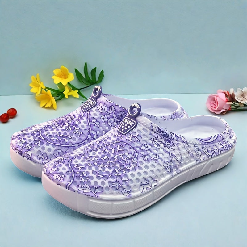 Women's EVA Clogs with Floral Design Slip-On Shoes for Comfortable All-Day Wear
